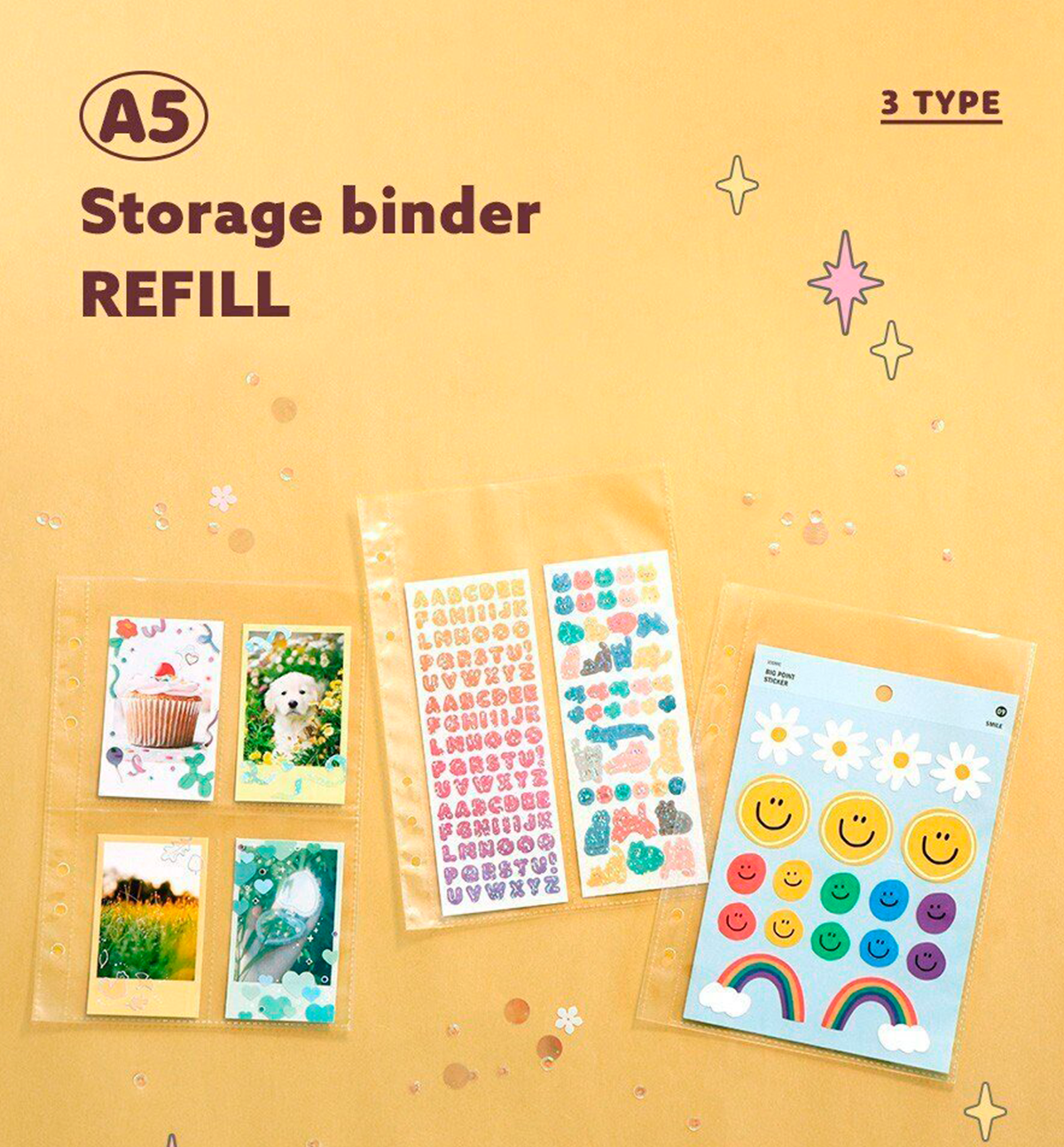 Iconic Colorful Lettering Sticky Album, DIY Scrapbook Photo Album, Refill  Self Adhesive Sheets, 25 Binders Insert Sheets