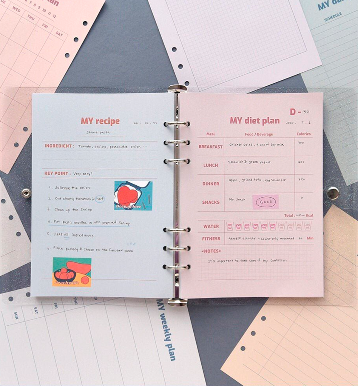 PAPERIAN Make a memo 6-ring A5 size planner notebook refill