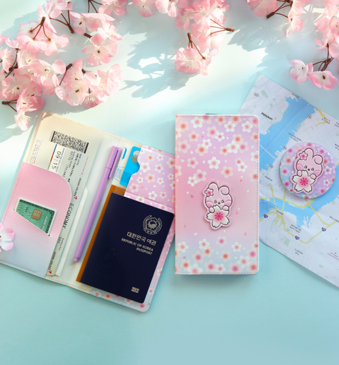 BT21 Cherry Blossom Large Passport Cover [Cooky]