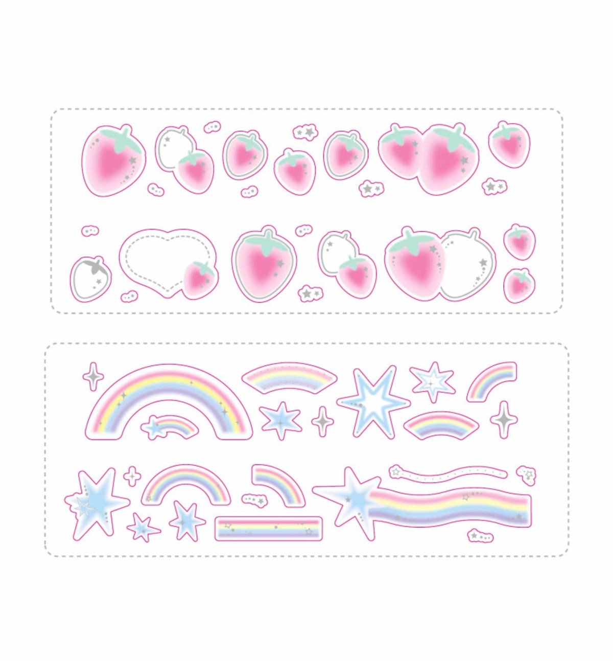 Strawberry & Rainbow Kiss Cut Washi Tape