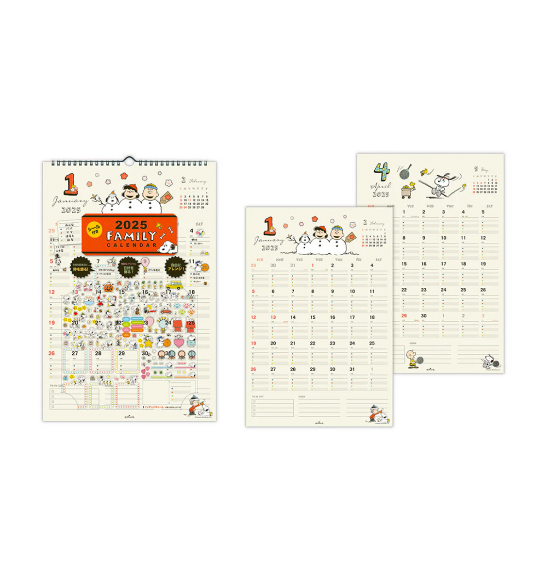 [JAPAN] 2025 Peanuts Snoopy Family Wall Calendar