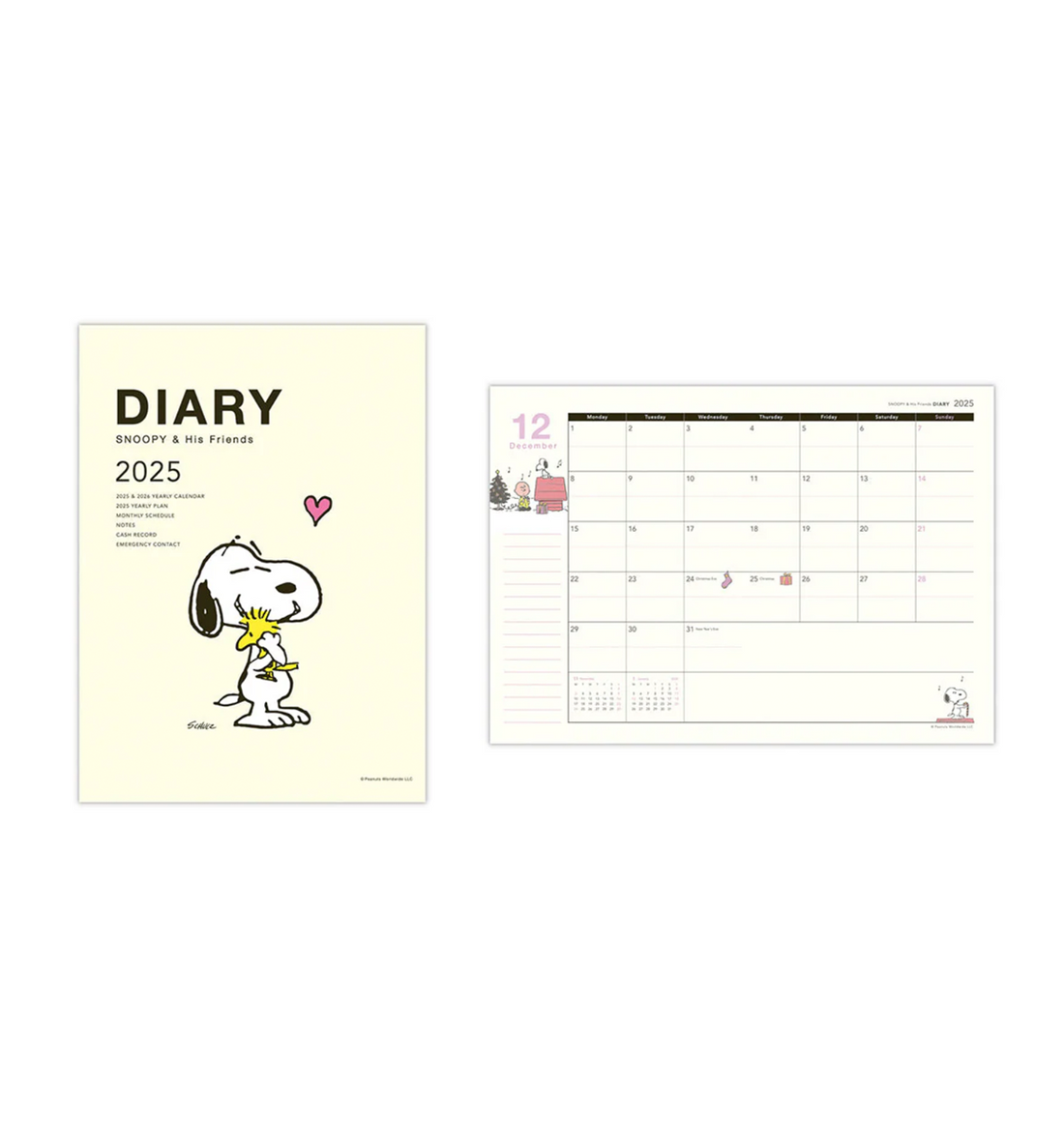 2025 A5 Peanuts Snoopy Monthly Planner [Snoopy & Woodstock]