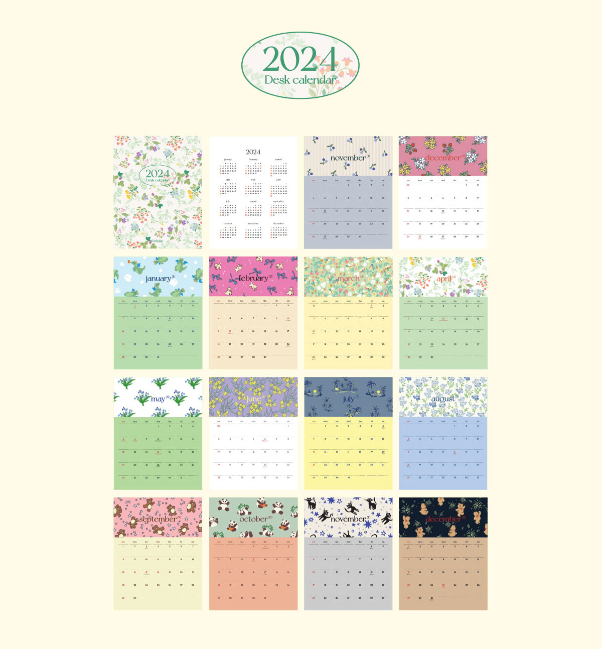 2024 Floral Desk Calendar