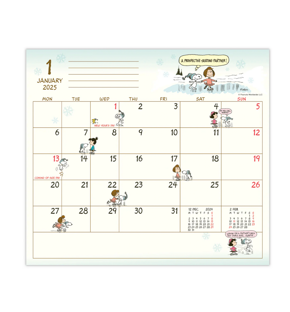 2025 Peanuts Snoopy Slim Monthly Planner [Send A Letter]