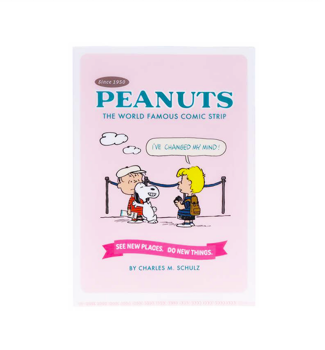 [JAPAN] A5 Peanuts Snoopy Bon Voyage Pocket Clear File [Pink]