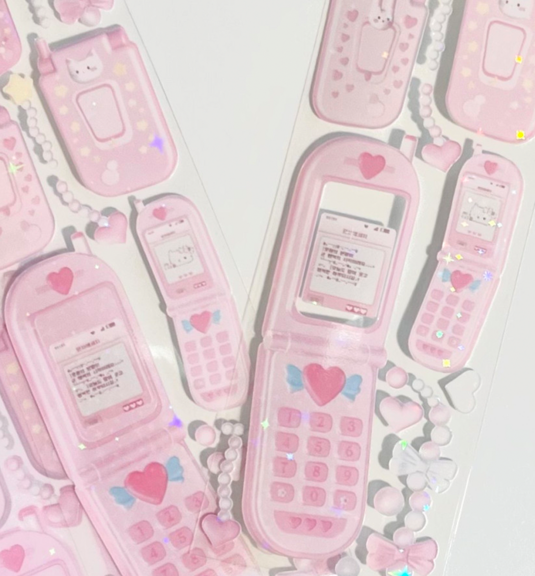 Fluffy Cell Phone Pink Seal Sticker