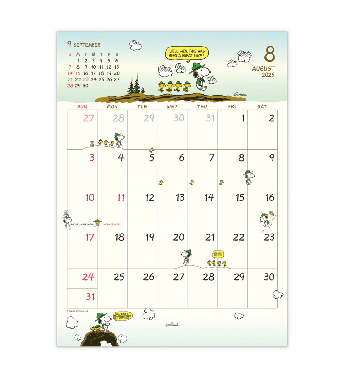 2025 Peanuts Snoopy Bifold Wall Calendar [Small]