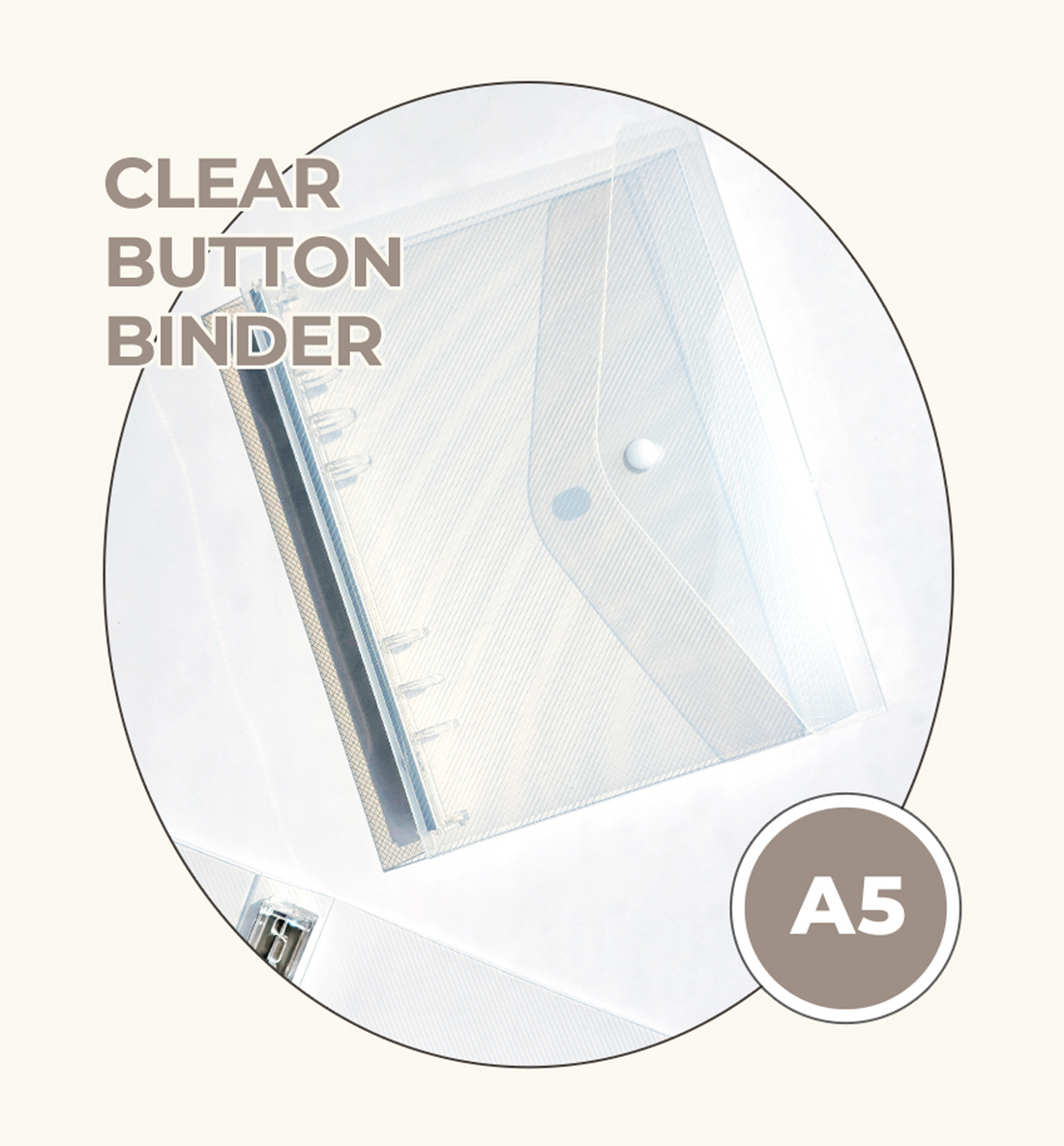 A5 Clear Button Binder Cover