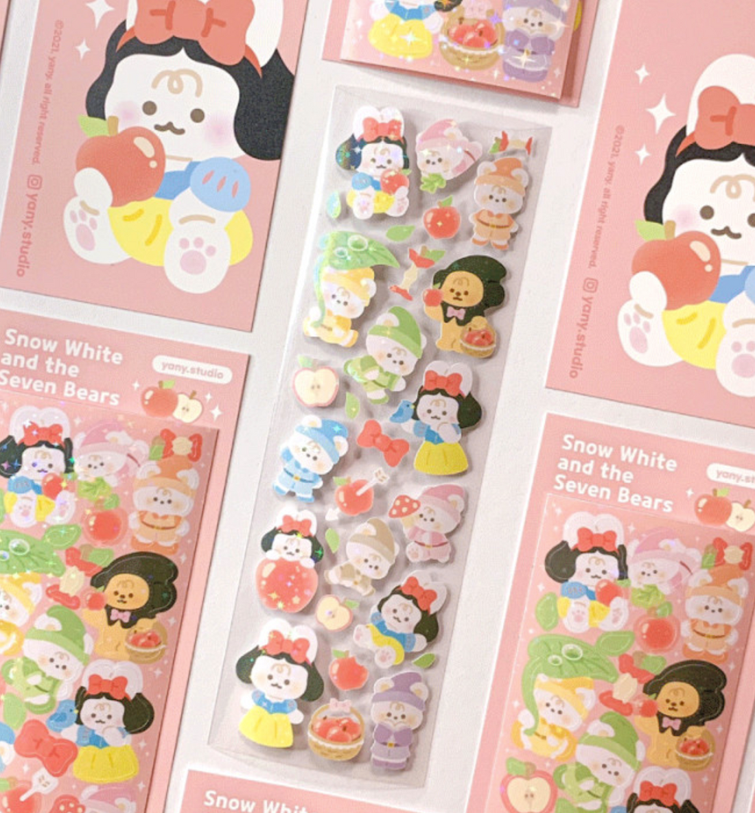 Snow White and Seven Bears Seal Sticker