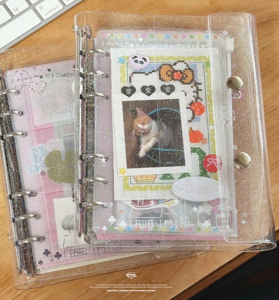 A6 Emoticon Glitter Binder [White]