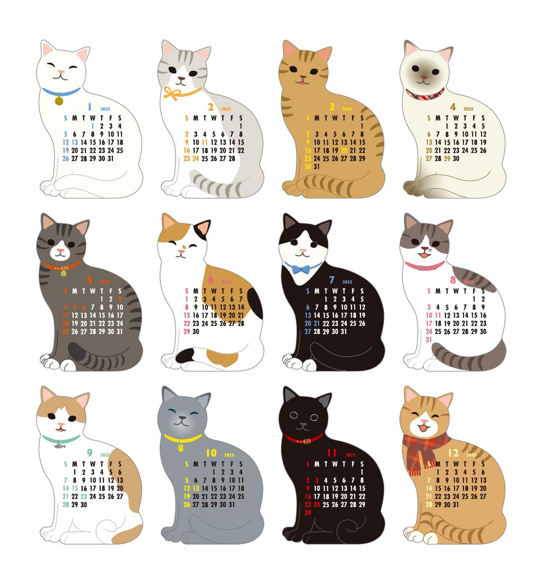 2025 Animal "Cat" Die Cut Desk Calendar [Supporting Animal Shelters]