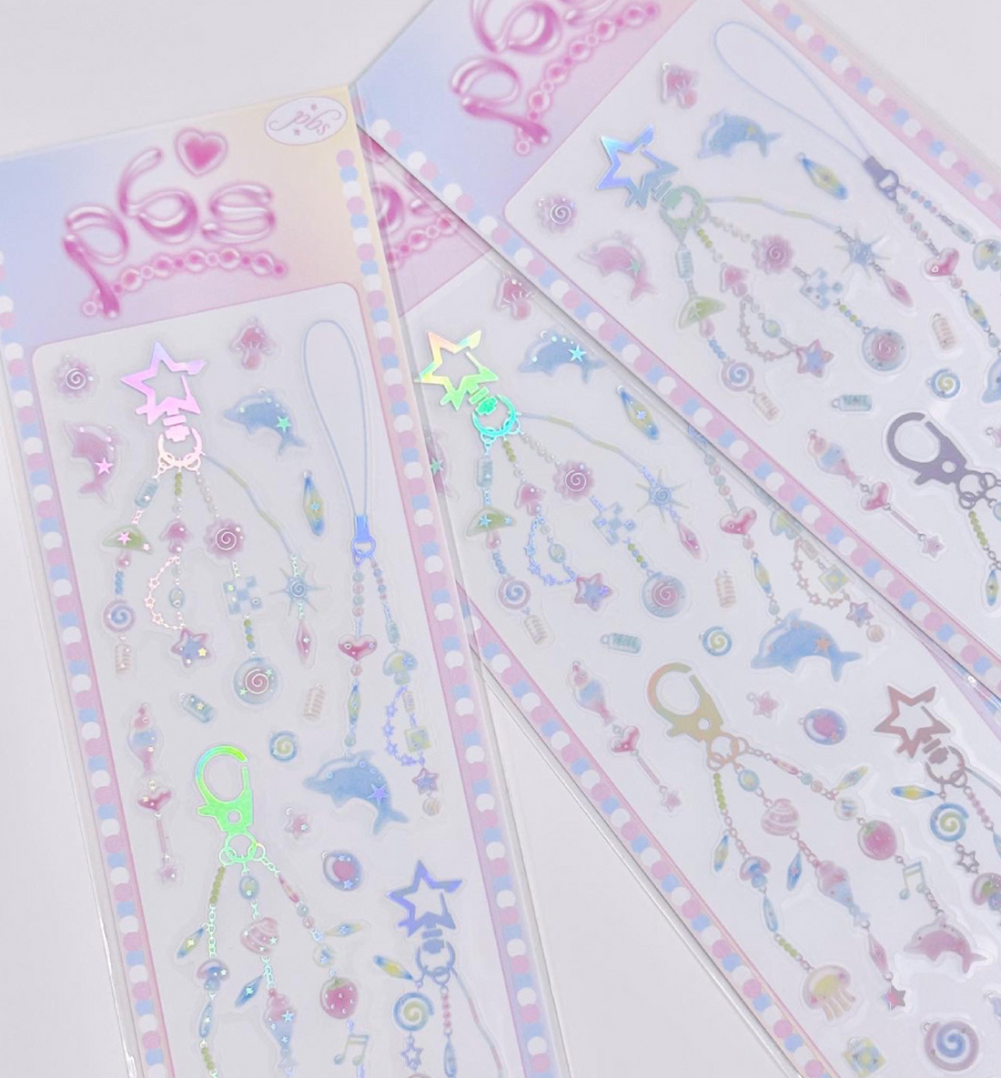 Aqua Dolphin Keyring Beads Seal Sticker