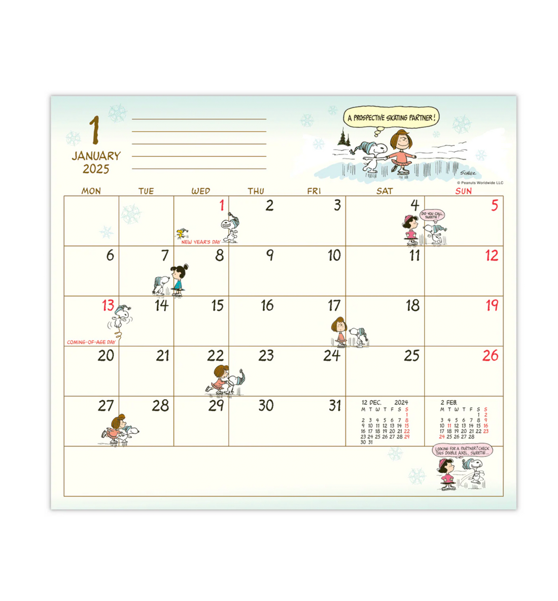 2025 Peanuts Snoopy Slim Monthly Planner [Snoopy Hugs Woodstock]