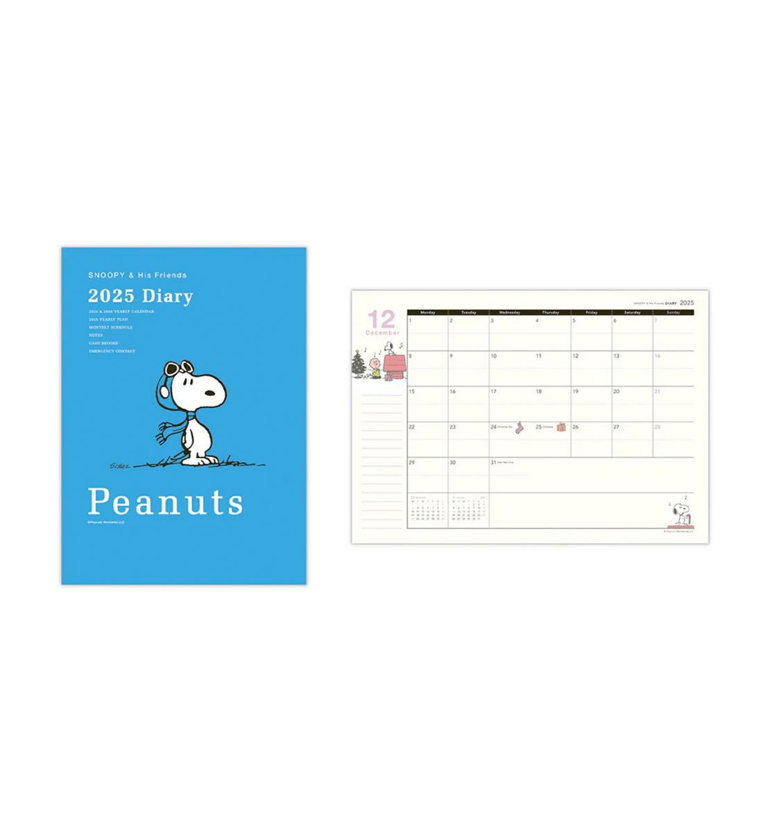 2025 A5 Peanuts Snoopy Monthly Planner [Flying Ace]