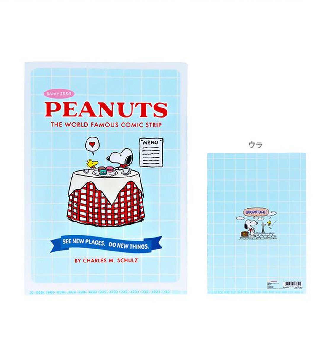 [JAPAN] A5 Peanuts Snoopy Bon Voyage Pocket Clear File [Light Blue]