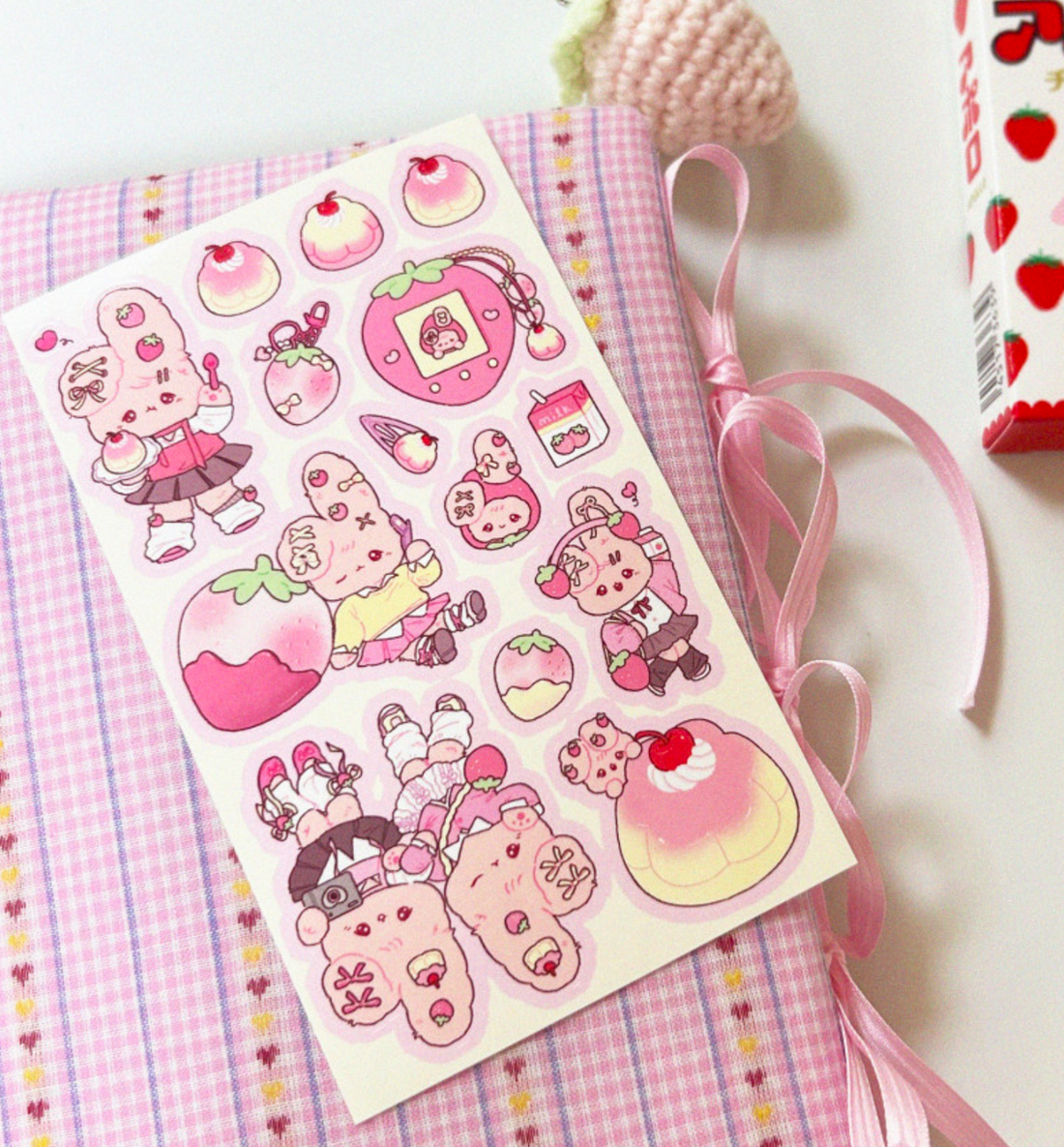 Strawberry Milk Pudding Seal Sticker