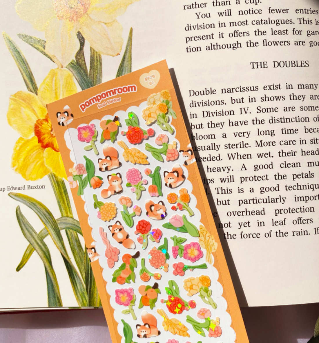 Red Fox's Fall Flower Seal Sticker