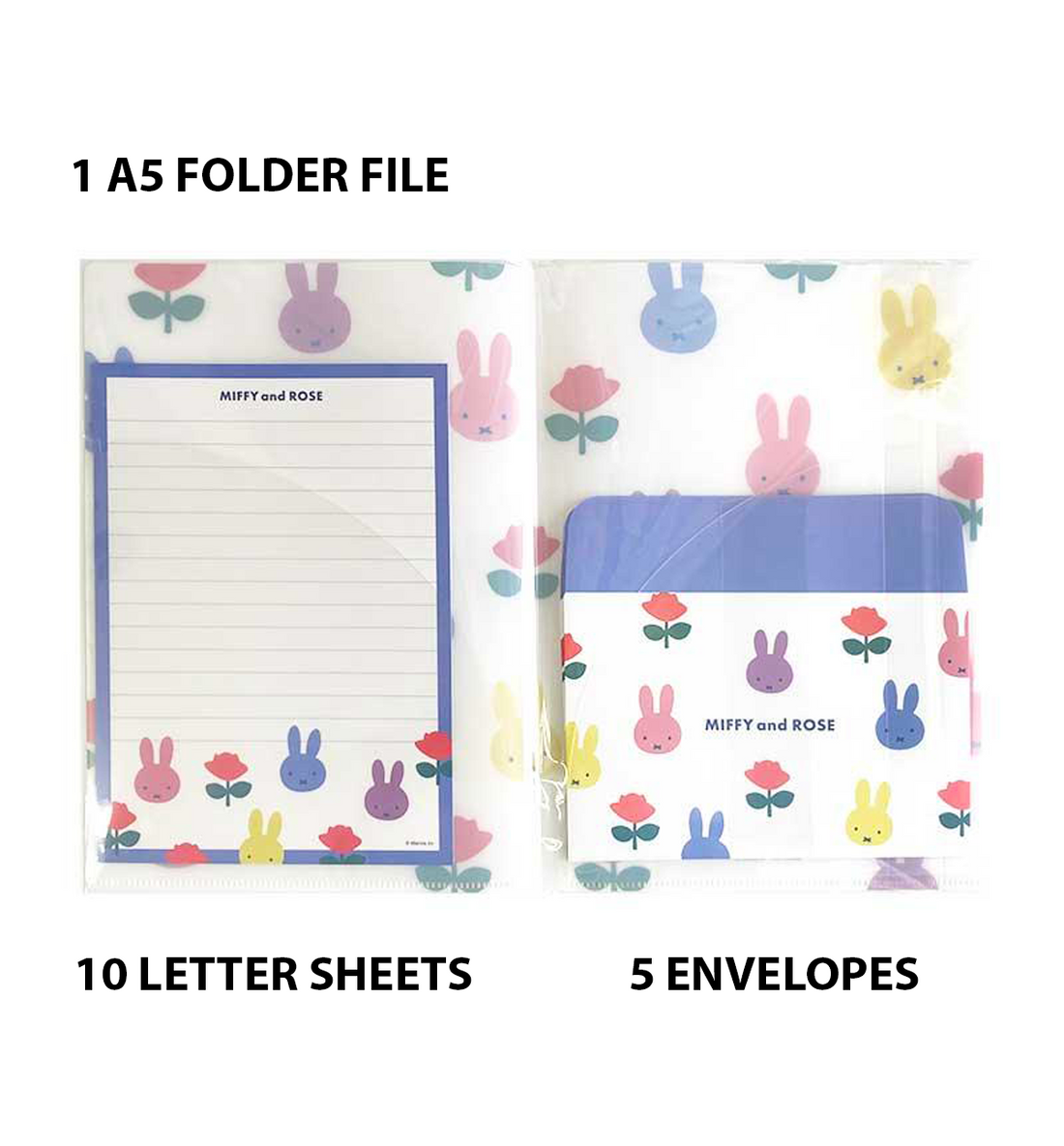 Miffy & Roses Letters Sheets + Folder File Set [Limited Edition]