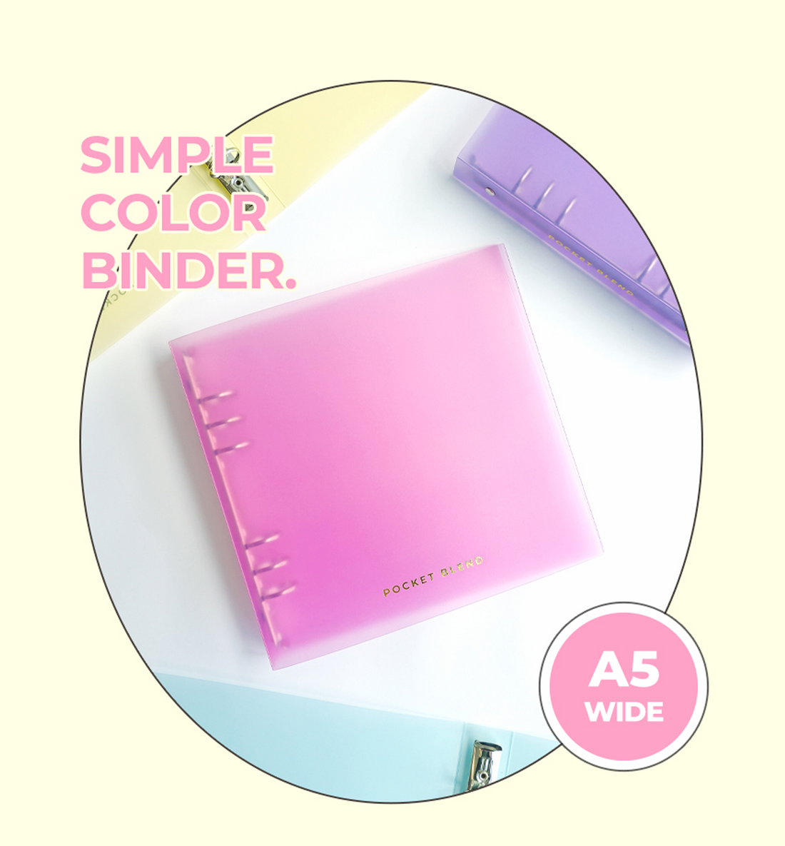 A5 Wide Simple Color Binder Cover