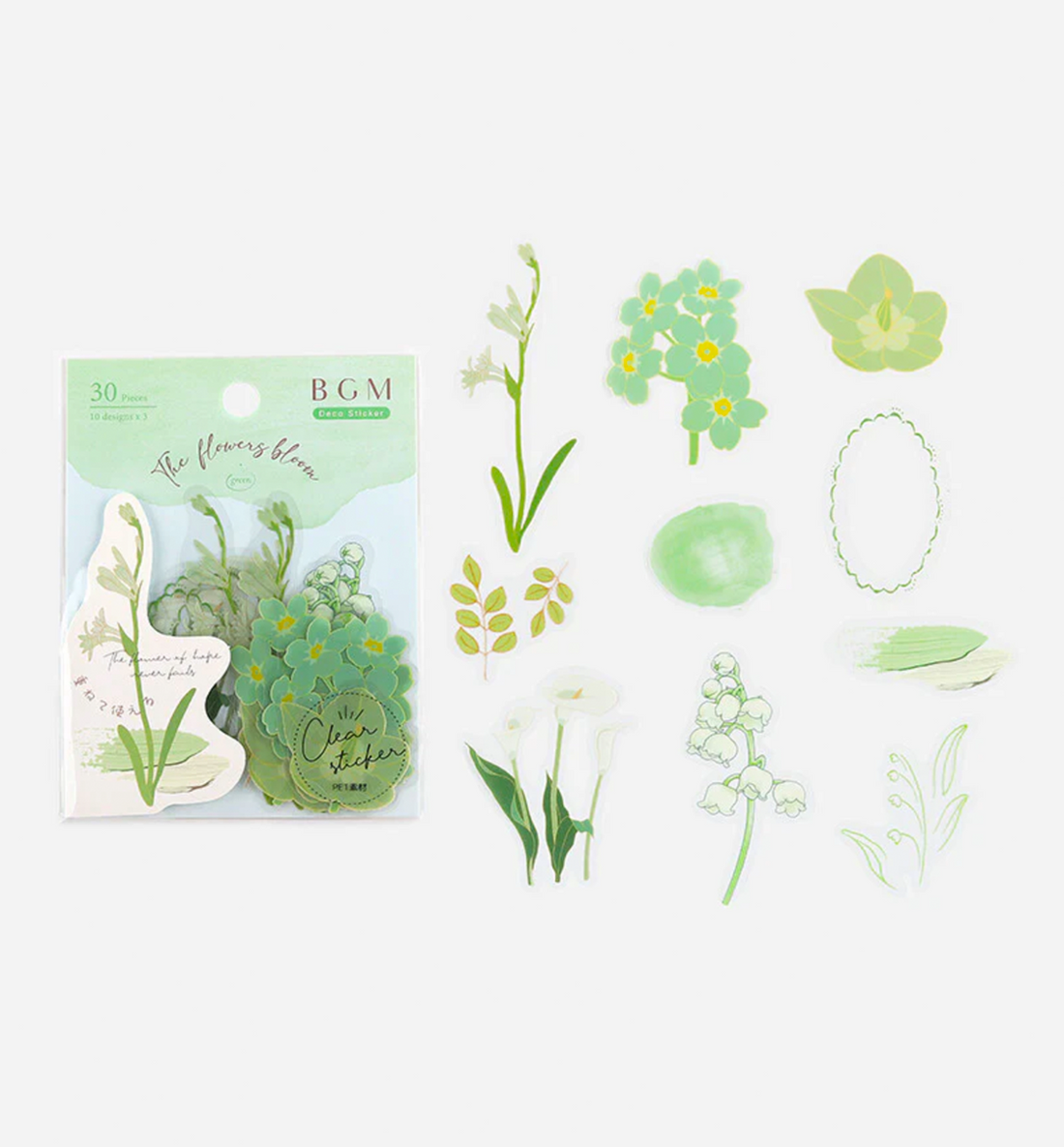 Green Flower Blossom Seal Sticker [Clear Sticker]