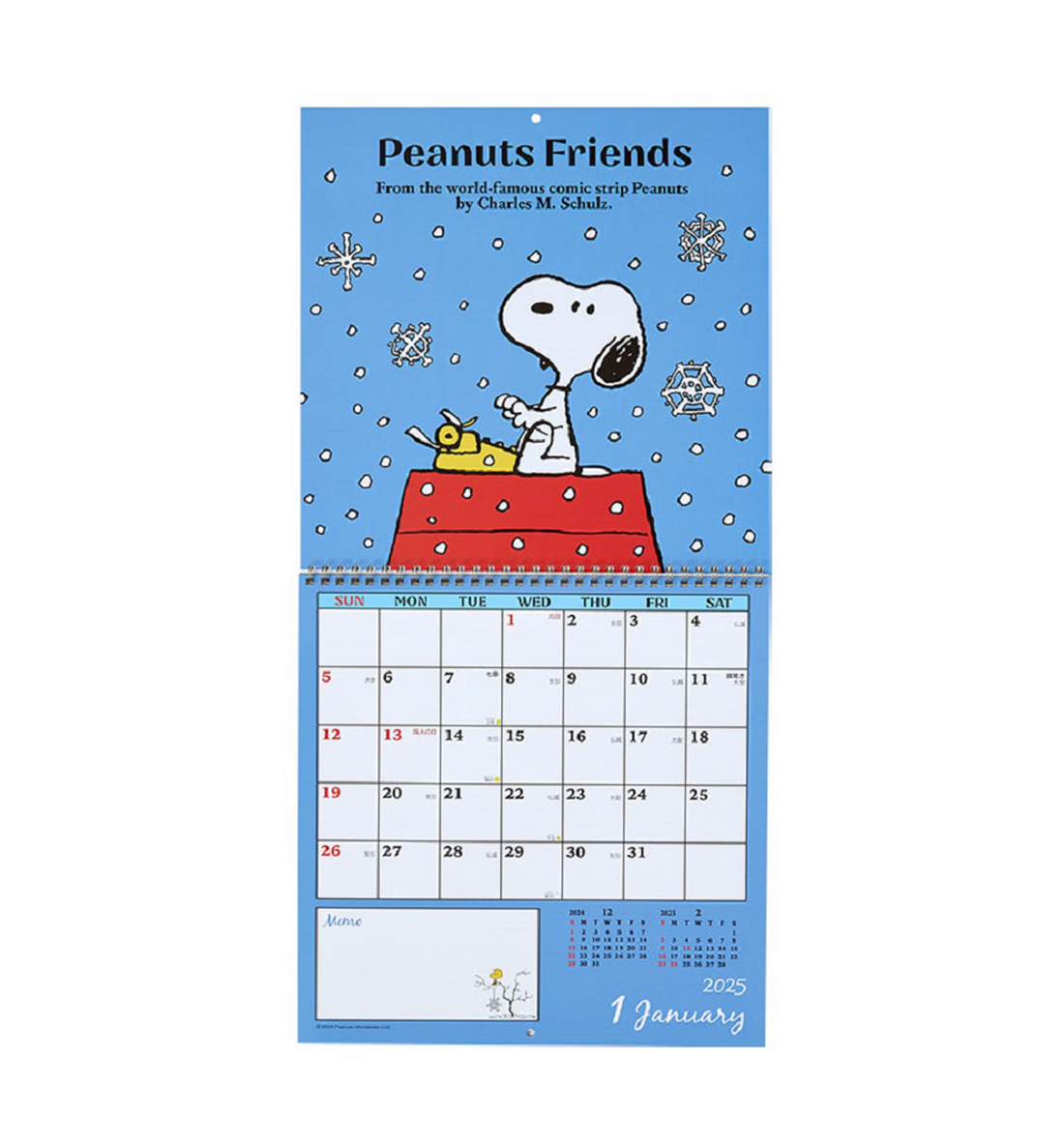 [JAPAN] 2025 Vintage Peanuts Snoopy Wall Calendar [L]