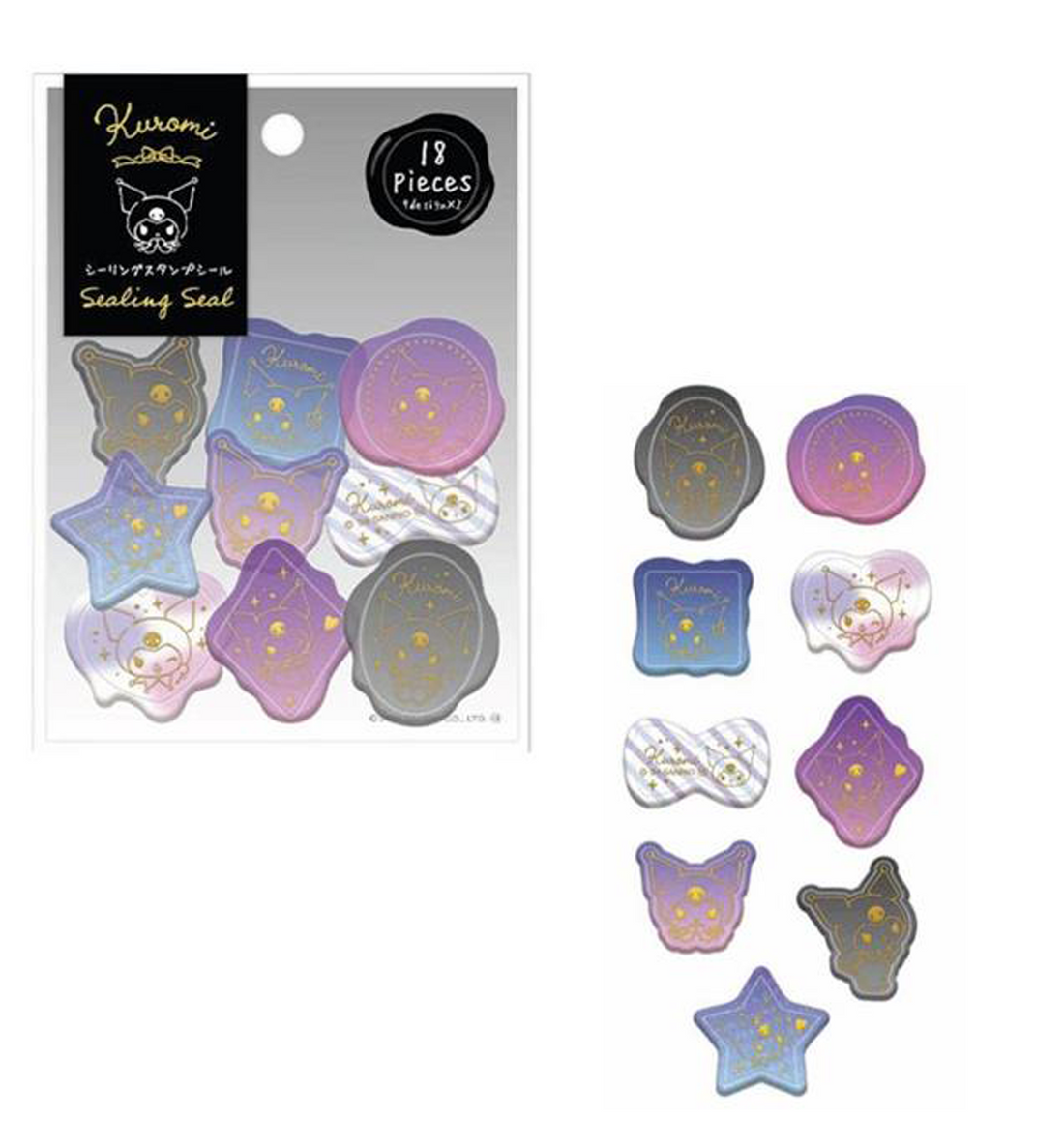 Sanrio Aurora Gold Accent Sealing Seal Sticker Set [Kuromi]