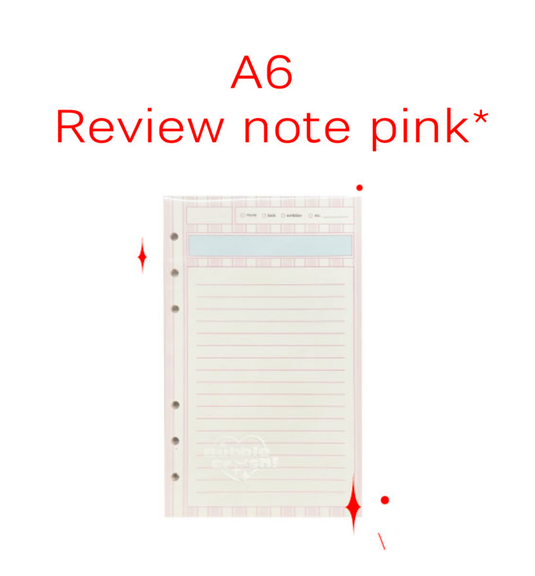 A6 Review Note Paper Refill [Pink]