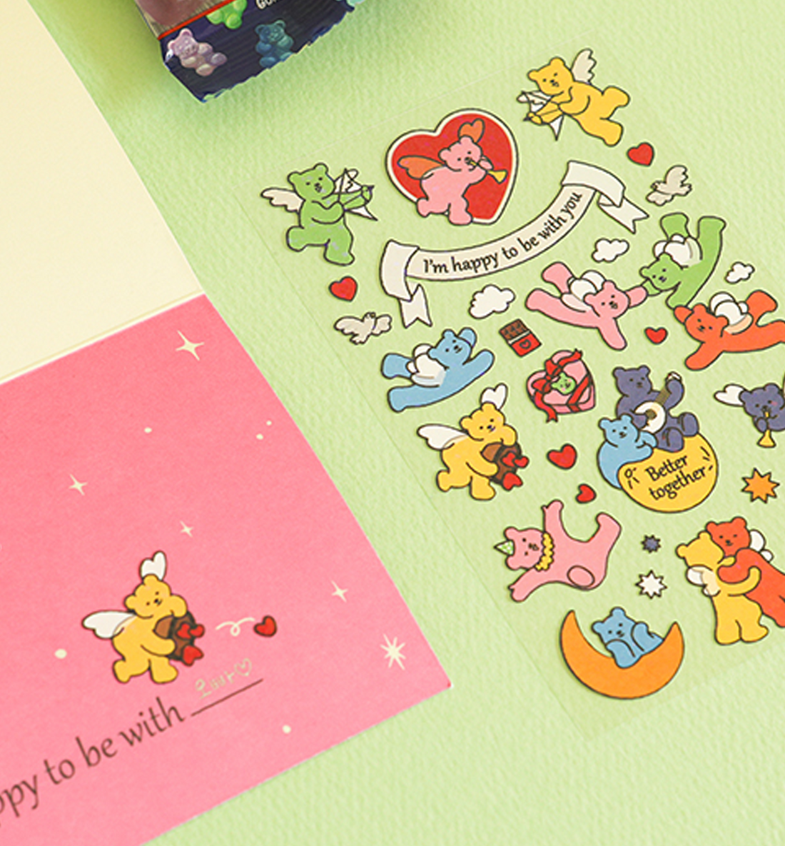 Happy Jelly Bear Line Hologram Sticker