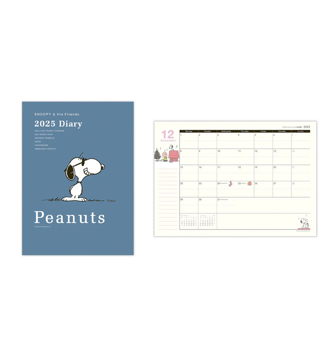 2025 A5 Peanuts Snoopy Monthly Planner [Joe Cool]