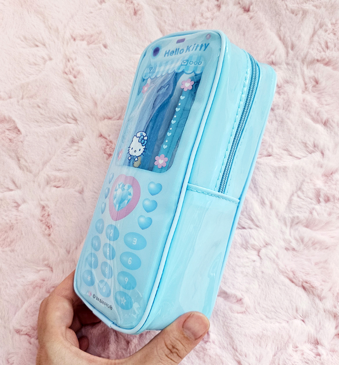 Sanrio Hello Kitty 90's Series Natsukashi Phone Clear Pouch [Blue]