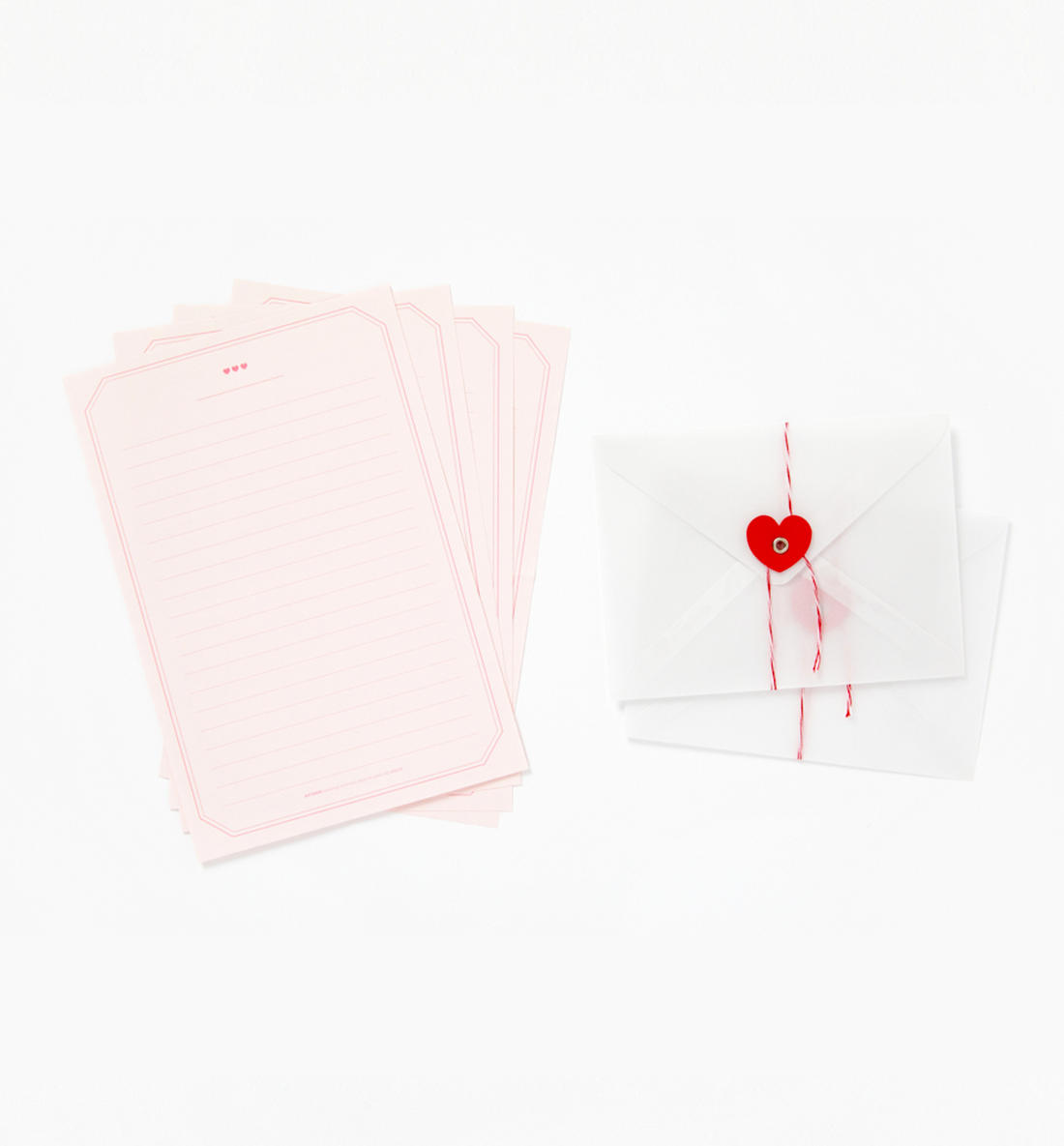 Heart Pink Check Letters & Envelopes