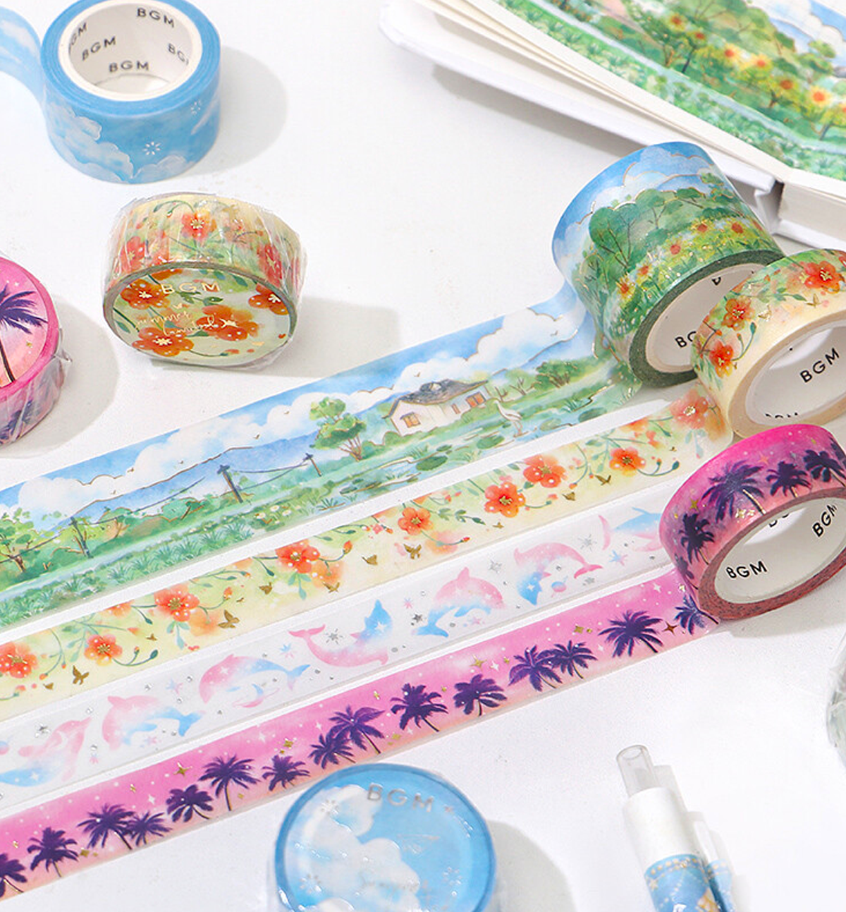 Summer Dolphin Washi Tape [Foil Stamping]
