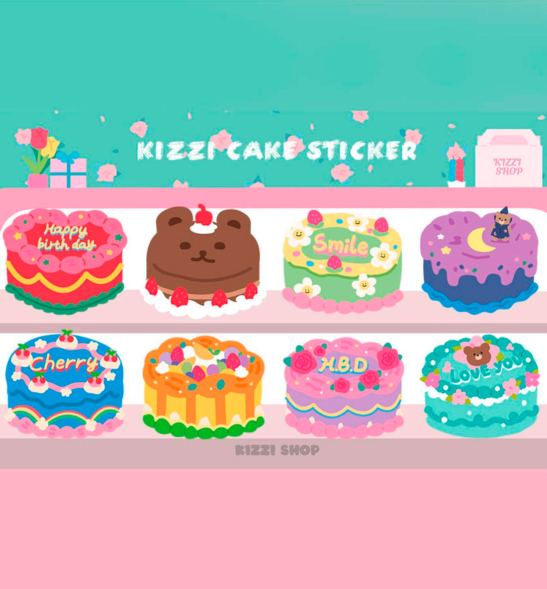 Vintage Birthdy Cake Seal Sticker