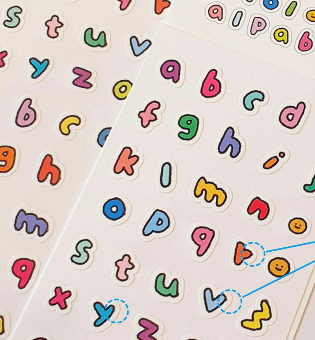 Border Color Alphabet Seal Sticker