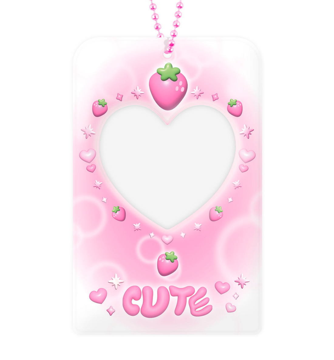 Cute & Cool Heart Charm Photocard Holder [Pink Strawberry]