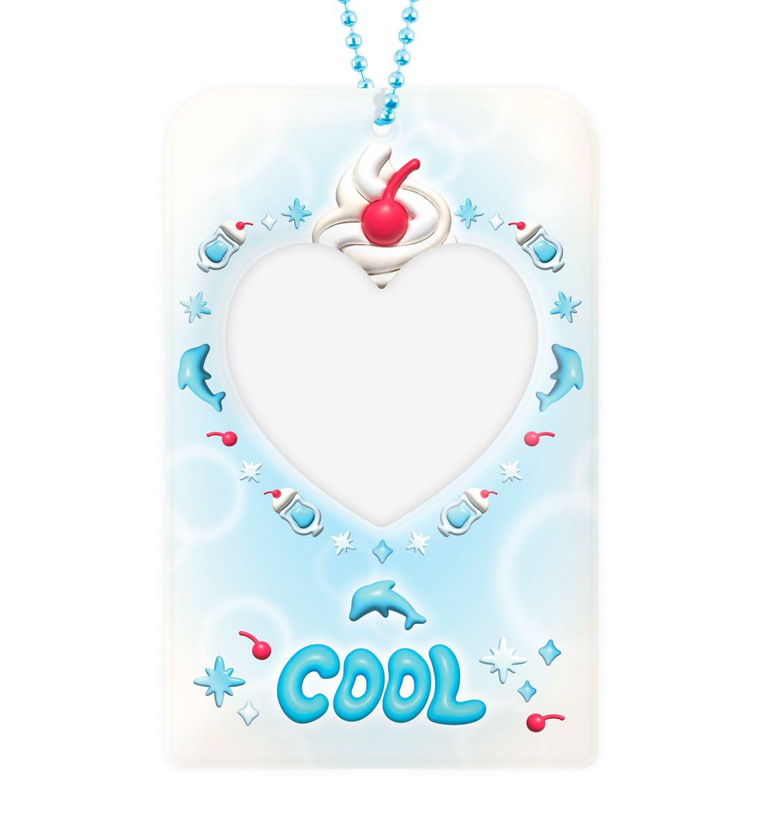 Cute & Cool Heart Charm Photocard Holder [Blue Soda]