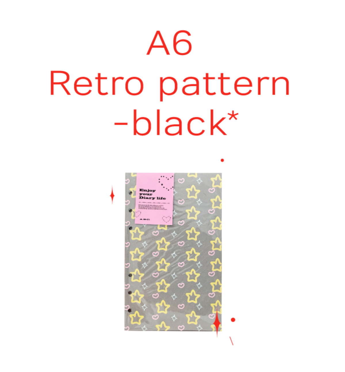 A6 Retro Pattern Paper Refill [Black]