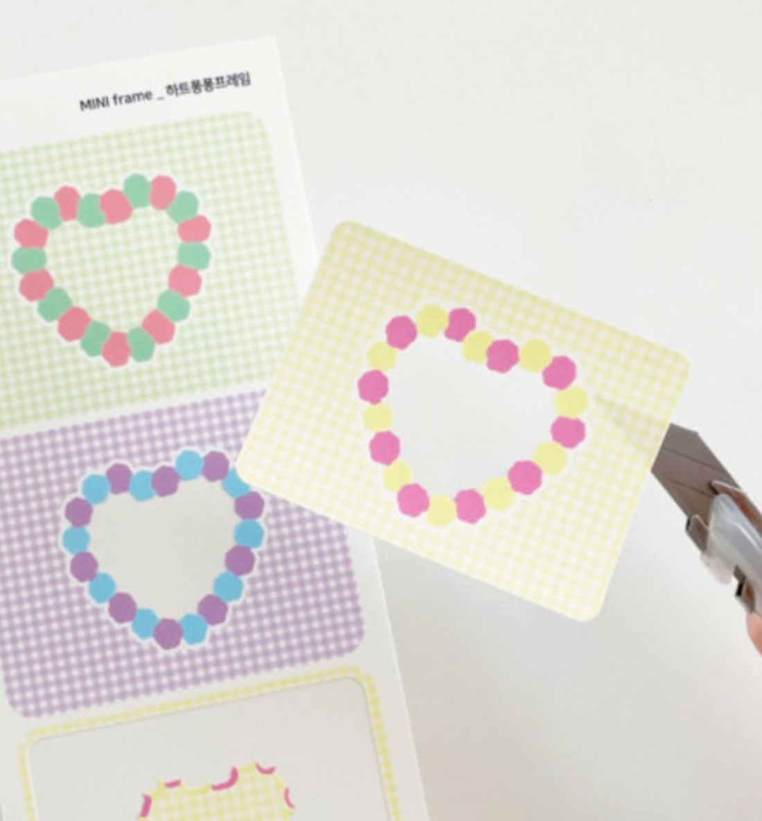 Heart Pompom Frame Seal Sticker